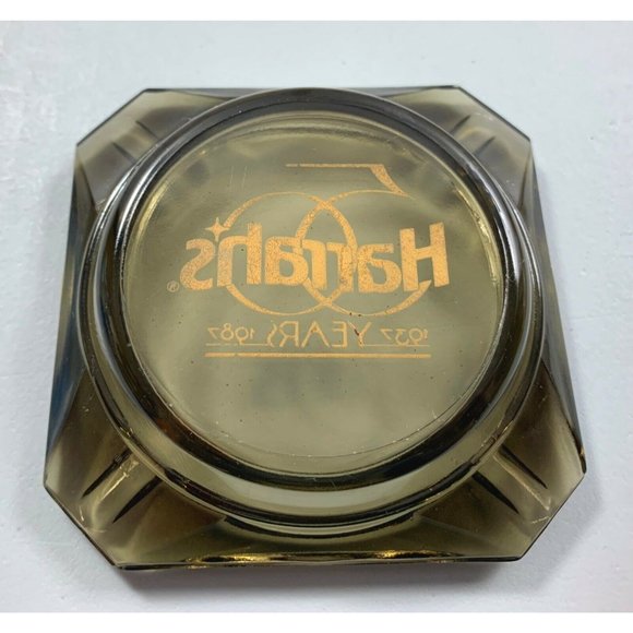 Harrahs 50th Annivesary Ashtray Smoked Glass Advertising Hotel Casino Nevada - Picture 3 of 7